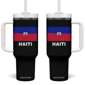 Vintage Distressed Haiti Flag Tumbler With Handle Haitian Heritage Pride TS02 One Size: 40 oz Black Print Your Wear