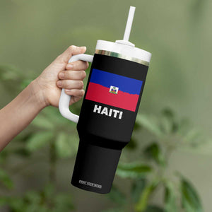 Vintage Distressed Haiti Flag Tumbler With Handle Haitian Heritage Pride TS02 Print Your Wear