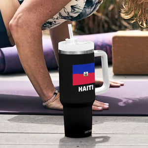 Vintage Distressed Haiti Flag Tumbler With Handle Haitian Heritage Pride TS02 Print Your Wear