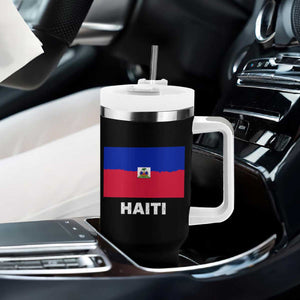 Vintage Distressed Haiti Flag Tumbler With Handle Haitian Heritage Pride TS02 Print Your Wear