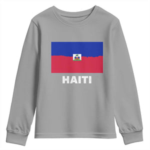 Vintage Distressed Haiti Flag Youth Sweatshirt Haitian Heritage Pride TS02 Sport Gray Print Your Wear