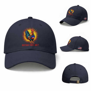 Proud Haitian Rooster Flag Baseball Cap Majestic National Symbol Haiti Heritage Pride TS02 Baseball Cap Universal Fit Navy Print Your Wear
