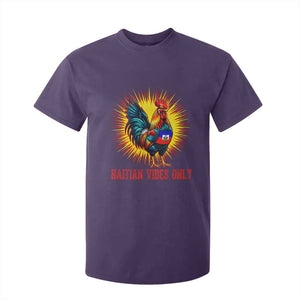 Proud Haitian Rooster Flag T Shirt For Kid Majestic National Symbol Haiti Heritage Pride TS02 Purple Print Your Wear