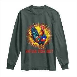 Proud Haitian Rooster Flag Long Sleeve Shirt Majestic National Symbol Haiti Heritage Pride TS02 Dark Forest Green Print Your Wear