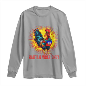 Proud Haitian Rooster Flag Long Sleeve Shirt Majestic National Symbol Haiti Heritage Pride TS02 Sport Gray Print Your Wear