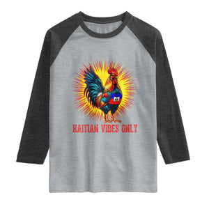 Proud Haitian Rooster Flag Raglan Shirt Majestic National Symbol Haiti Heritage Pride TS02 Heather Gray Heather Charcoal Print Your Wear