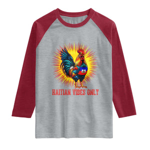 Proud Haitian Rooster Flag Raglan Shirt Majestic National Symbol Haiti Heritage Pride TS02 Heather Gray Heather Red Print Your Wear