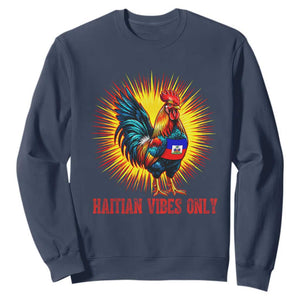 Proud Haitian Rooster Flag Sweatshirt Majestic National Symbol Haiti Heritage Pride TS02 Navy Print Your Wear