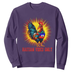 Proud Haitian Rooster Flag Sweatshirt Majestic National Symbol Haiti Heritage Pride TS02 Purple Print Your Wear