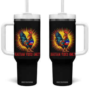 Proud Haitian Rooster Flag Tumbler With Handle Majestic National Symbol Haiti Heritage Pride TS02 One Size: 40 oz Black Print Your Wear