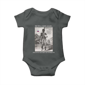 Haitian Revolution Toussaint Louverture Baby Onesie We Will Rise Again Historic Graphic TS02 Dark Heather Print Your Wear