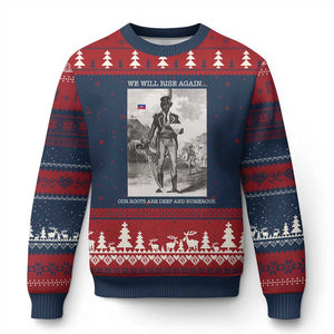 Haitian Revolution Toussaint Louverture Ugly Christmas Sweater We Will Rise Again Historic Graphic TS02 Navy Red Print Your Wear