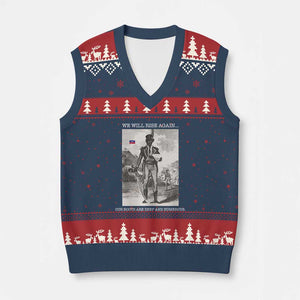 Haitian Revolution Toussaint Louverture V-Neck Knit Sweater Vest We Will Rise Again Historic Graphic TS02 Navy Red Print Your Wear