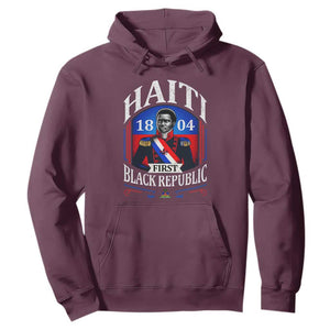 1804 First Black Republic Vintage Graphic Hoodie Jean Jacques Dessalines Historic TS02 Maroon Print Your Wear