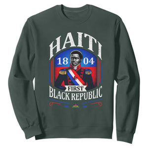 1804 First Black Republic Vintage Graphic Sweatshirt Jean Jacques Dessalines Historic TS02 Dark Forest Green Print Your Wear