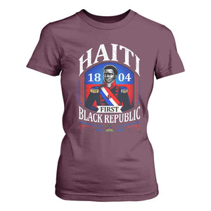 1804 First Black Republic Vintage Graphic T Shirt For Women Jean Jacques Dessalines Historic TS02 Maroon Print Your Wear