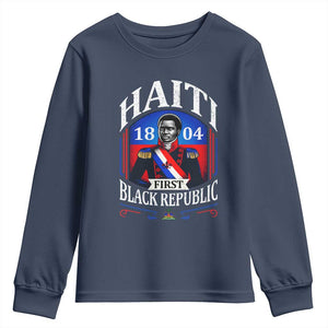 1804 First Black Republic Vintage Graphic Youth Sweatshirt Jean Jacques Dessalines Historic TS02 Navy Print Your Wear