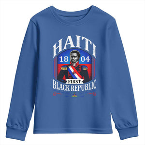 1804 First Black Republic Vintage Graphic Youth Sweatshirt Jean Jacques Dessalines Historic TS02 Royal Blue Print Your Wear