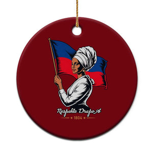 Respekte Drapo A 1804 Haitian Independence Day Ceramic Ornament Proud Haitian Woman Flag Heritage