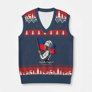 Respekte Drapo A 1804 Haitian Independence Day V-Neck Knit Sweater Vest Proud Haitian Woman Flag Heritage