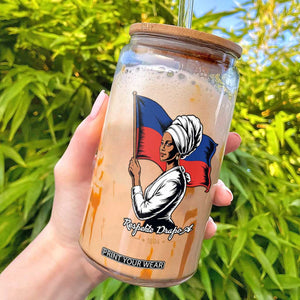 Respekte Drapo A 1804 Haitian Independence Day Glass Can Proud Haitian Woman Flag Heritage