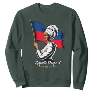 Respekte Drapo A 1804 Haitian Independence Day Sweatshirt Proud Haitian Woman Flag Heritage