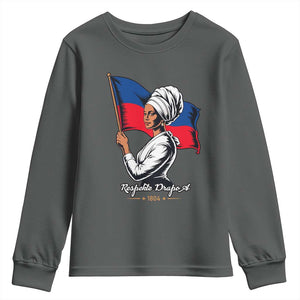Respekte Drapo A 1804 Haitian Independence Day Youth Sweatshirt Proud Haitian Woman Flag Heritage