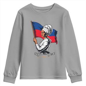 Respekte Drapo A 1804 Haitian Independence Day Youth Sweatshirt Proud Haitian Woman Flag Heritage