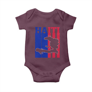 Vintage Retro Map of Haiti Baby Onesie Haitian Heritage Pride Travel Souvenir TS02 Maroon Print Your Wear
