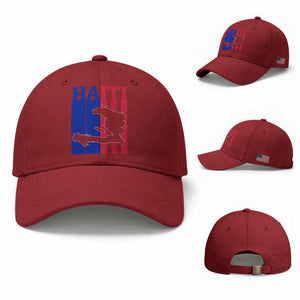 Vintage Retro Map of Haiti Baseball Cap Haitian Heritage Pride Travel Souvenir TS02 Baseball Cap Universal Fit Cherry Red Print Your Wear
