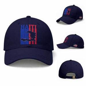 Vintage Retro Map of Haiti Baseball Cap Haitian Heritage Pride Travel Souvenir TS02 Baseball Cap Universal Fit Dark Blue Print Your Wear
