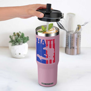 Vintage Retro Map of Haiti Flip Straw Tumbler Haitian Heritage Pride Travel Souvenir TS02 One Size: 30 oz Light Pink Print Your Wear