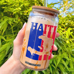 Vintage Retro Map of Haiti Glass Can Haitian Heritage Pride Travel Souvenir TS02 Black Print Your Wear