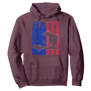 Vintage Retro Map of Haiti Hoodie Haitian Heritage Pride Travel Souvenir TS02 Maroon Print Your Wear