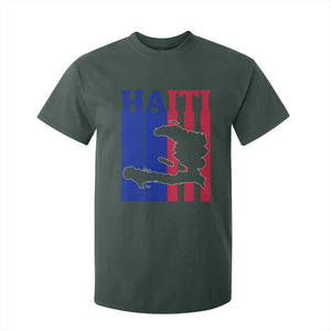 Vintage Retro Map of Haiti T Shirt For Kid Haitian Heritage Pride Travel Souvenir TS02 Dark Forest Green Print Your Wear