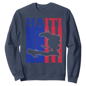 Vintage Retro Map of Haiti Sweatshirt Haitian Heritage Pride Travel Souvenir TS02 Navy Print Your Wear