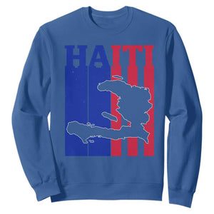 Vintage Retro Map of Haiti Sweatshirt Haitian Heritage Pride Travel Souvenir TS02 Royal Blue Print Your Wear