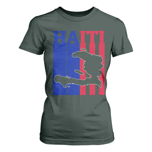 Vintage Retro Map of Haiti T Shirt For Women Haitian Heritage Pride Travel Souvenir TS02 Dark Forest Green Print Your Wear