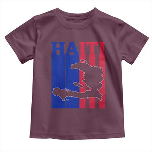 Vintage Retro Map of Haiti Toddler T Shirt Haitian Heritage Pride Travel Souvenir TS02 Maroon Print Your Wear