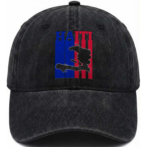 Vintage Retro Map of Haiti Washed Cotton Baseball Cap Haitian Heritage Pride Travel Souvenir TS02 Print Your Wear