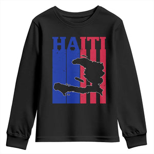 Vintage Retro Map of Haiti Youth Sweatshirt Haitian Heritage Pride Travel Souvenir TS02 Black Print Your Wear