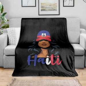 Beautiful Haitian Girl in Flag Baseball Cap Throw Blanket Haiti Heritage Pride TS02 Print Your Wear