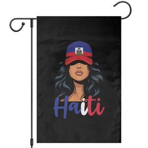 Beautiful Haitian Girl in Flag Baseball Cap Garden Flag Haiti Heritage Pride TS02 Black Print Your Wear