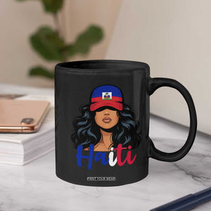 Beautiful Haitian Girl in Flag Baseball Cap Coffee Mug Haiti Heritage Pride TS02 Print Your Wear