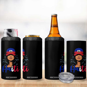 Beautiful Haitian Girl in Flag Baseball Cap 4 in 1 Can Cooler Tumbler Haiti Heritage Pride TS02 Print Your Wear