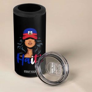Beautiful Haitian Girl in Flag Baseball Cap 4 in 1 Can Cooler Tumbler Haiti Heritage Pride TS02 Print Your Wear