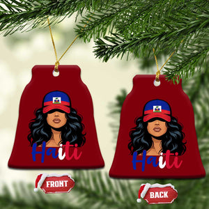 Beautiful Haitian Girl in Flag Baseball Cap Ceramic Ornament Haiti Heritage Pride TS02 Print Your Wear