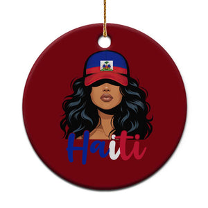 Beautiful Haitian Girl in Flag Baseball Cap Ceramic Ornament Haiti Heritage Pride TS02 1pc Red Print Your Wear
