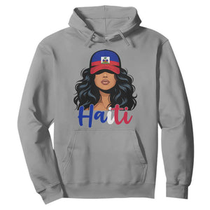 Beautiful Haitian Girl in Flag Baseball Cap Hoodie Haiti Heritage Pride TS02 Sport Gray Print Your Wear