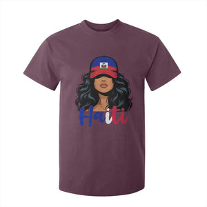 Beautiful Haitian Girl in Flag Baseball Cap T Shirt For Kid Haiti Heritage Pride TS02 Maroon Print Your Wear